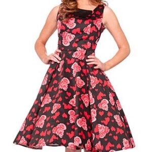 Hearts and Roses H&R Floral Hearts Vintage Pinup Dress